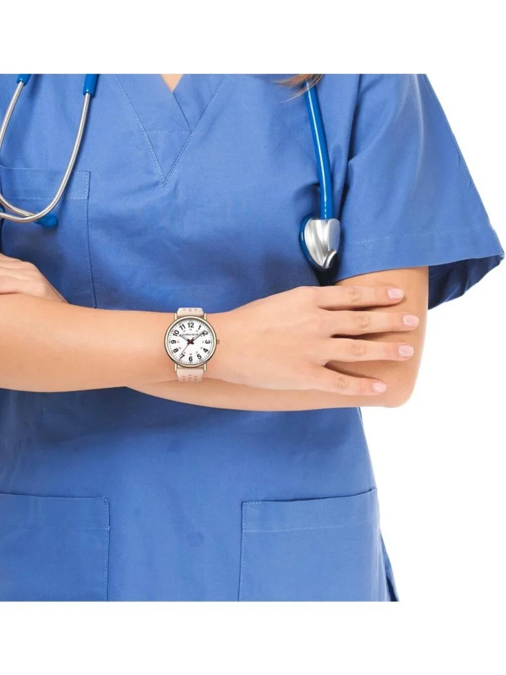 Women's Pink Silicone Band Medical Professionals Luminous Waterproof Nurse Watch